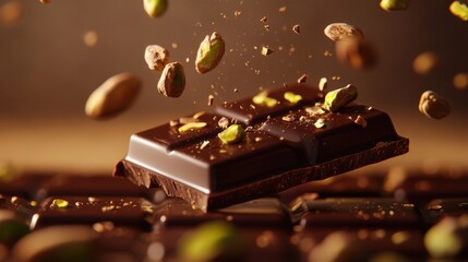 Dubai Chocolate Kunafa Pistachio on white background,Dubai Chocolate bar with green kadayif and pistachio spread,popular and viral chocolate 2024,space for text.