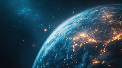 Obraz premium Earth's Nightlights from Space City Glows, Starry Background, Global Perspective