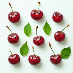 The cherries in the picture have cute expressions
