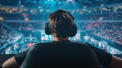 Naklejka premium A commentator passionately describing an esports match