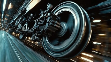 High-speed train wheel motion blur tunnel