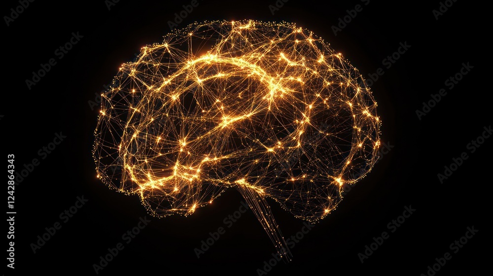 Poster illuminated network representing a human brain