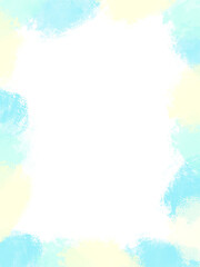 手描きの水色と黄色の柔らかな可愛い水彩フレーム 縦長