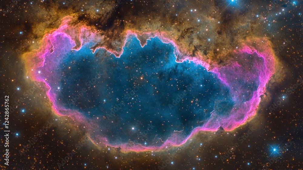 Poster cosmic nebula colorful cloudscape interstellar dust