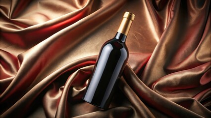 Wine bottle with a elegant gold foil label on a luxurious velvet background, high end, premium, wine bottle, wine label