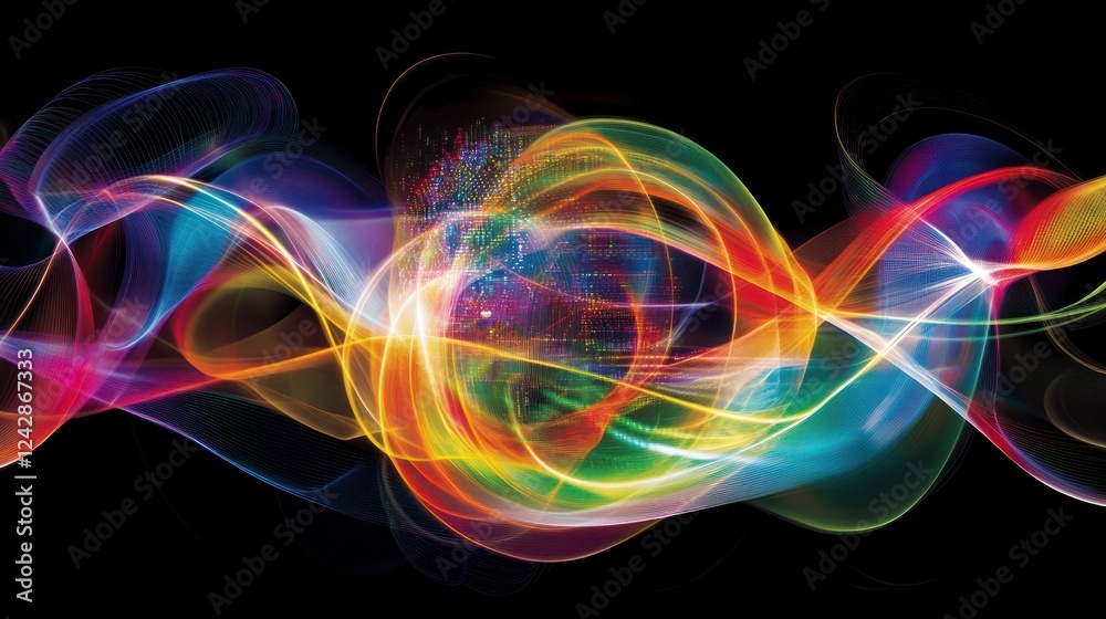 Poster Abstract Colorful Light Waves Flowing Dynamically