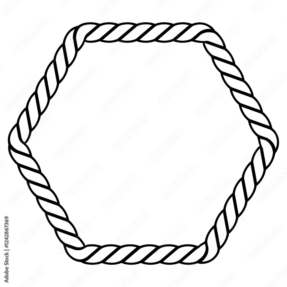 Aufkleber Line drawing of a hexagonal frame made from rope