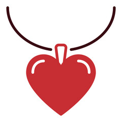 Red heart necklace icon symbol - romantic expression vector symbol