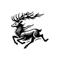 beautiful horned deer logo design
