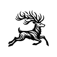 beautiful horned deer logo design