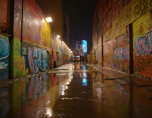 Fototapeta premium graffiti on the wall at street in the night