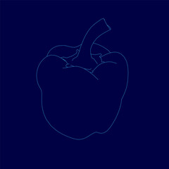 A blue background with a single pepper on it. The pepper is outlined in blue and is the main focus of the image