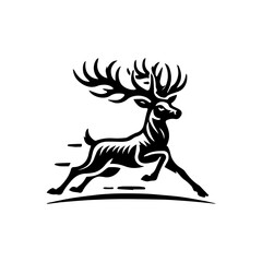 beautiful horned deer logo design