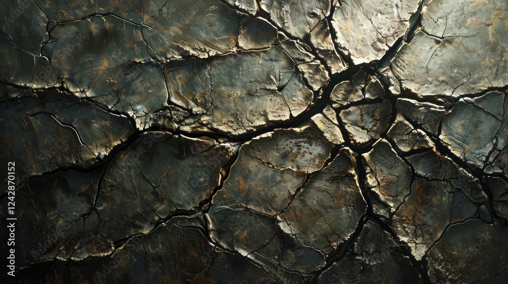 Wall mural the cracks form an intricate and natural pattern that resembles a web-like structure.