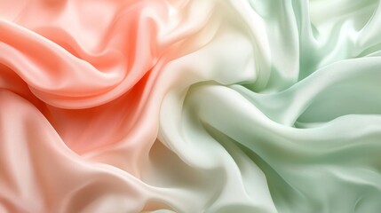 Fototapeta premium Draped pastel silk fabric showcasing a color gradient
