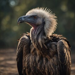 A vulture standing tall, its feathers detailed and striking.