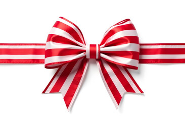 A bow with red and white stripes isolated on white background