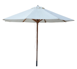 Beach umbrella. Opened blue umbrella, sun protection. 