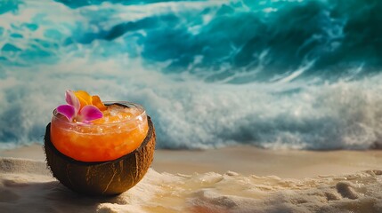 Obraz premium Vibrant Tropical Cocktail with Orange and Pink Hues