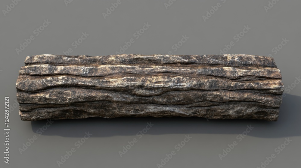 Poster a weathered cylindrical log rests on a gray background
