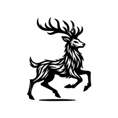 beautiful horned deer logo design