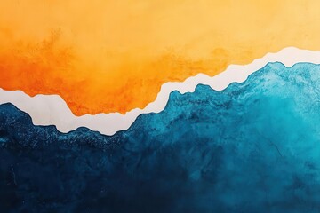 Obraz premium abstract coastal sunrise with gradient blues merging into vibrant oranges, minimalist seascape, zen-like composition