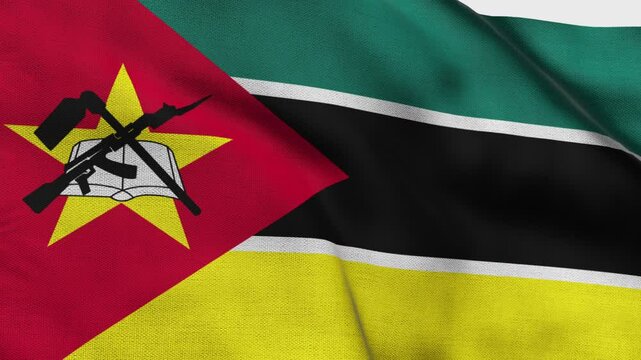 High detailed flag of Mozambique. National Mozambique flag. Africa. 3D Render.