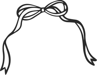 Frame with bow and ribbons. Vintage hand drawn card border for wedding and holiday invitation. Cute drawing for valentine day, birthday party decoration and elegant menu. Retro illustration