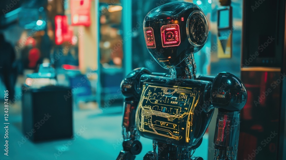 Poster Futuristic Robot Standing in a Modern Setting