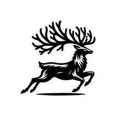 beautiful horned deer logo design