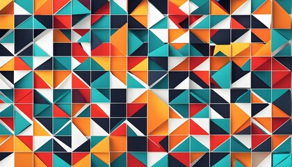 vibrant modern art illustration featuring an array of geometric shapes and bold contrasting colors