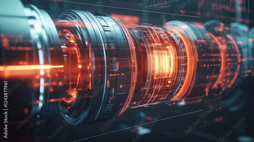 Poster futuristic technology advanced engine core system