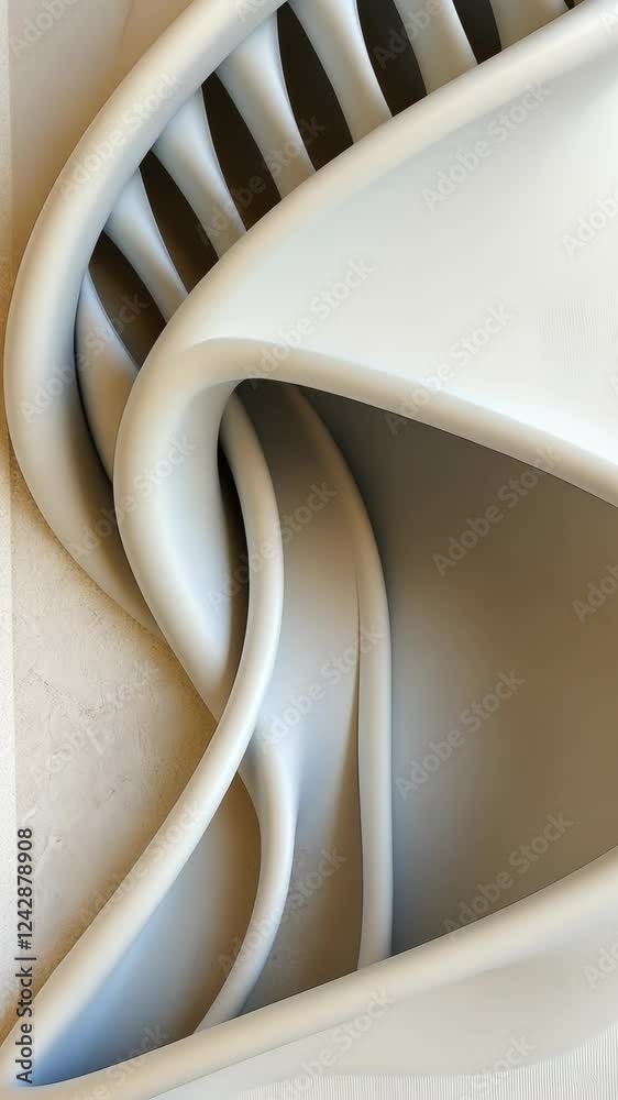 Poster an abstract artwork displays smooth curves and lines in white, creating a visually engaging design w