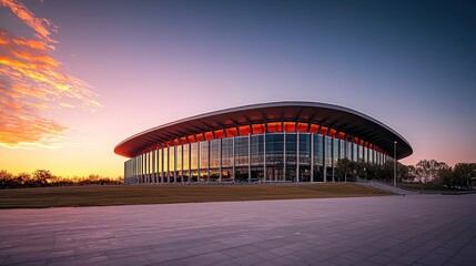 Modern Arena at Sunset