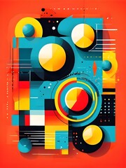 Obraz premium vibrant modern art illustration featuring an array of geometric shapes and bold contrasting colors