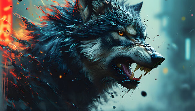 Wolf With Fire Effect