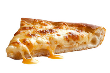 Deliciously Melty Cheese Pizza Slice with Golden Crispy Crust Isolated on White Background Perfect for Food Photography or Culinary Art Projects