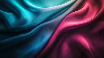 Obraz premium Dreamy Teal and Crimson Silk Drape Soft Light. AI Generated