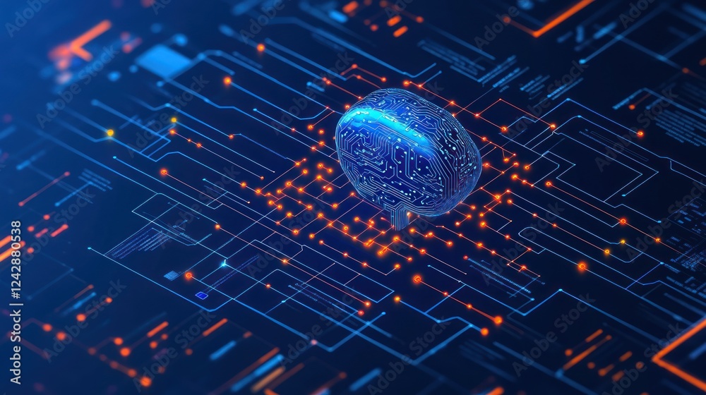 Poster Digital Brain Circuitry Network Artificial Intelligence System