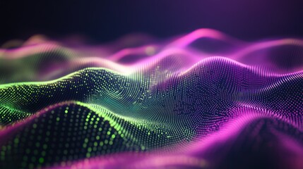 Abstract Purple Green Data Wave Visualization