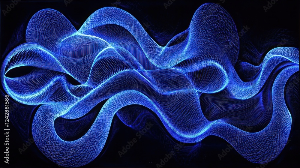 Poster Abstract Blue Light Wave Pattern Design