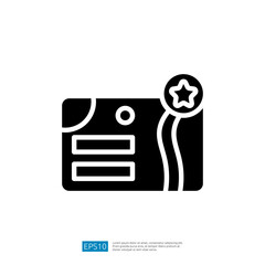 Icon of a Certificate with a Star Symbol Representing Education Achievement and Recognition in Minimalist Design