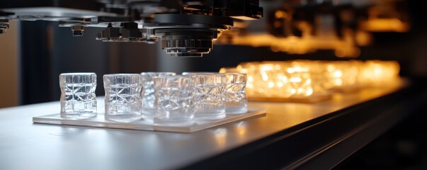 Factory robot arm 3D printing glass tumblers