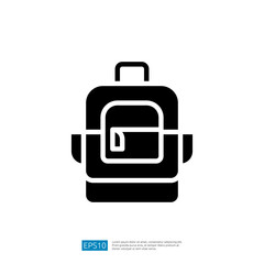 Stylized Black Backpack Icon Representing Education and Student Life in Simple Design