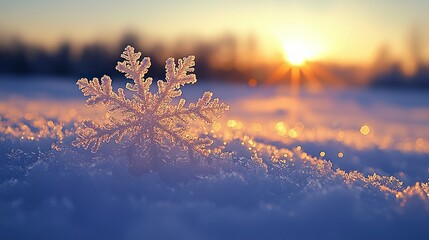 Sunset Snowflake Winter Snow Field Sunrise Nature