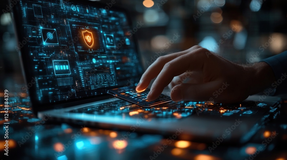 Poster Cybersecurity expert secures digital data using advanced technology
