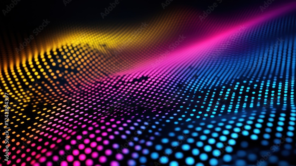 Poster Abstract Colorful Dotted Wave Pattern Design
