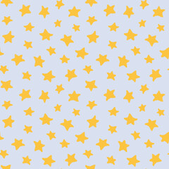 Festive star pattern. Star cute seamless pattern. Yellow bright stars on a blue background. Design for nursery and textiles, scrapbooking and covers.