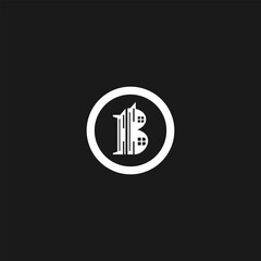 b logo with building design template vector illustration