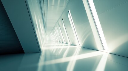 Futuristic corridor, light, perspective, architecture, modern, interior, design, reflective floor, space, technology
